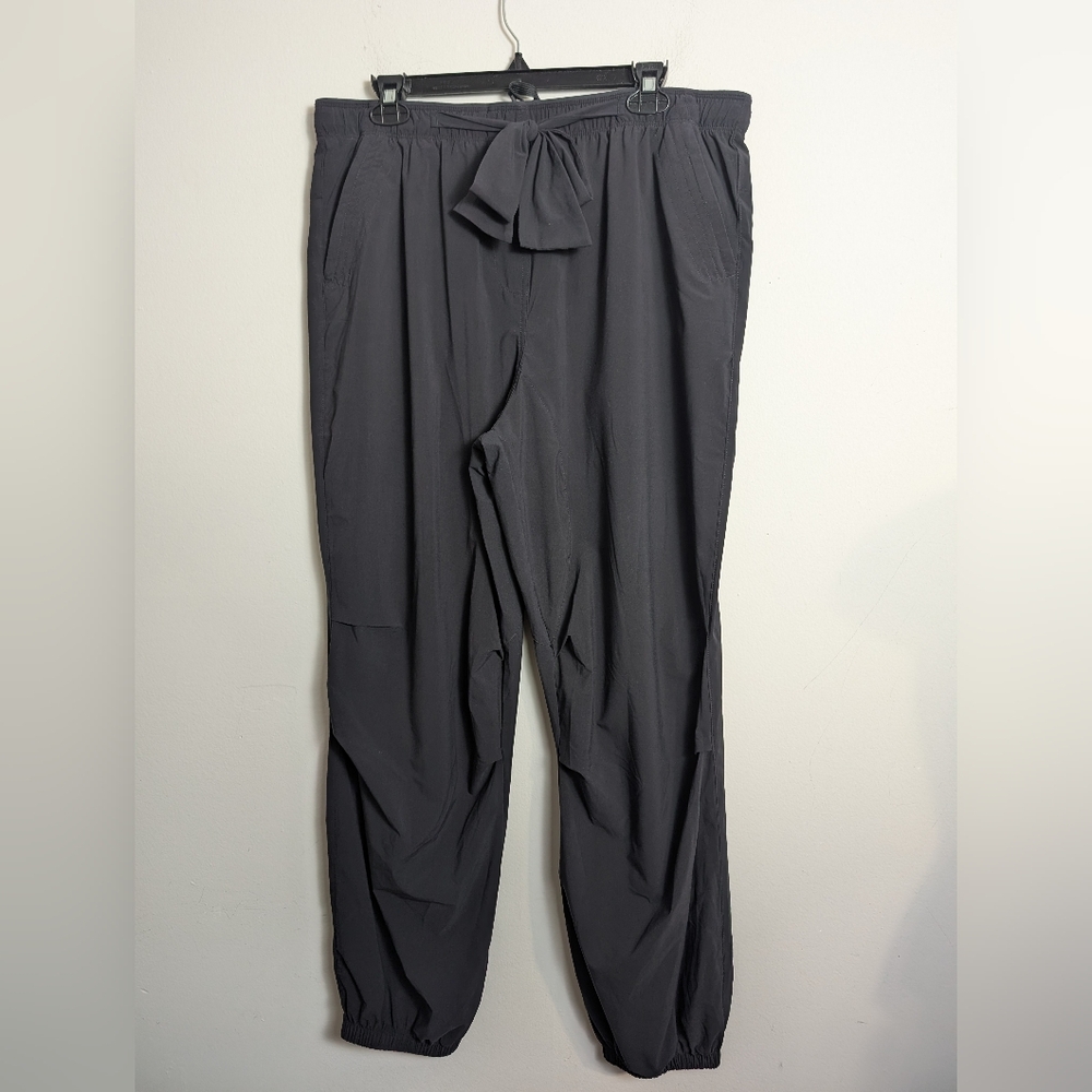 Paskho Tie Front Pants Women Jogger Serene Black Comfy Travel Casual